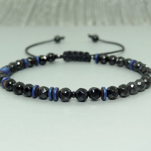 Bratara barbati/unisex - cod morse - onix si hematit / Bratari personalizate.  - bijuterii - brățări - brățară cu mărgele - Artynos.ro