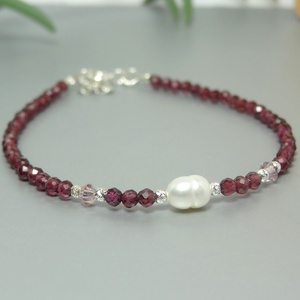 Bratara granat, cristale Preciosa si perla de cultura - Artynos.ro