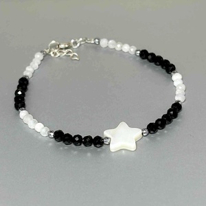 Bratara turmalina neagra - piatra protectie, piatra lunii si sidef. - Artynos.ro