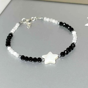 Bratara turmalina neagra - piatra protectie, piatra lunii si sidef. - bijuterii - brățări - brățări din pietre semiprețioase - Artynos.ro