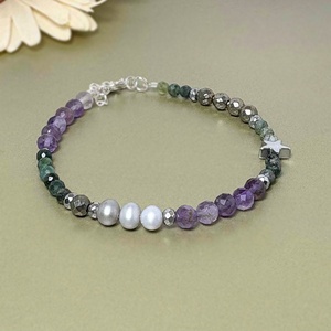 Bratara ametist, pirita, perle si hematit - bijuterii - brățări - brățări din pietre semiprețioase - Artynos.ro