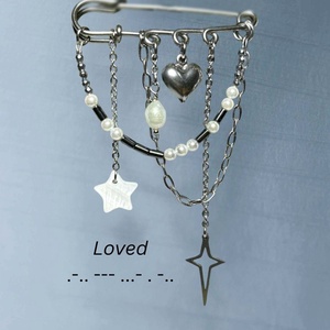 Brosa martisor cu mesaj in Codul Morse - Loved - Artynos.ro