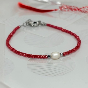 Bratara martisor cu margele Miyuki Rocailles, perla cultura si hematit - Artynos.ro