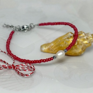 Bratara martisor cu margele Miyuki Rocailles, perla cultura si hematit - bijuterii - mărțișor - Artynos.ro