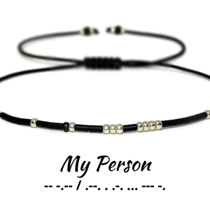 Bratara cu mesaj in cod Morse My person. Bratara personalizata - Artynos.ro