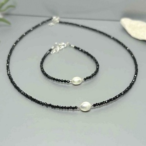 Set colier si bratara din spinel cu perle de cultura - bijuterii - coliere - coliere din mărgele - Artynos.ro
