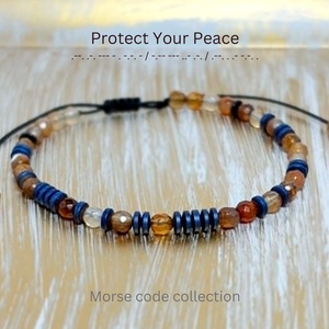 Bratara barbati/unisex - cod morse - agate si hematit  - Artynos.ro
