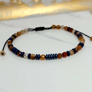 Bratara barbati/unisex - cod morse - agate si hematit  - bijuterii - brățări - brățări din mărgele - Artynos.ro