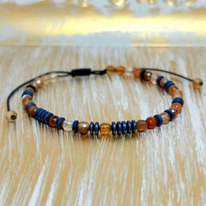 Bratara barbati/unisex - cod morse - agate si hematit  - bijuterii - brățări - brățări din mărgele - Artynos.ro