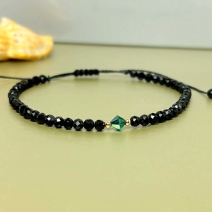 Bratara protectie din aur filat 14K / Gold Filled si turmalina neagra - Emerald Eclipse - Artynos.ro
