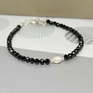 Bratara perla cultura si turmalina neagra - Pearl Eclipse - bijuterii - brățări - brățări din pietre semiprețioase - Artynos.ro