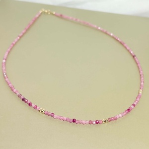 Colier turmalina roz si aur filat 14K - Pink Serenity 2 - Artynos.ro
