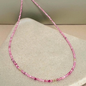 Colier turmalina roz si aur filat 14K - Pink Serenity 2 - bijuterii - coliere - coliere din mărgele - Artynos.ro