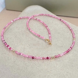 Colier turmalina roz si aur filat 14K - Pink Serenity 2 - bijuterii - coliere - coliere din mărgele - Artynos.ro
