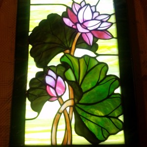 Indian lotus luminat tiffany arta de perete - casă & stil de viață - accesorii pentru decorat casa - picturi murale - artă murală din sticlă - Artynos.ro