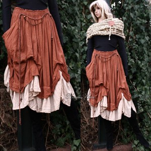 REGINA / rozsda - bohém lagenlook szoknya, Imbracaminte si moda, Haine dama, Fusta dama, Cusatura, Obiecte pictate, ARTYNOS