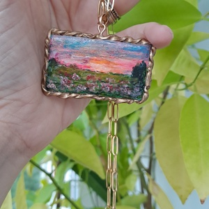 Colier cu pandantiv apus de soare, Bijuterii, Coliere, Pandative, Pictura, ARTYNOS