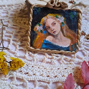 Colier cu pandantiv pictat manual, Bijuterii, Coliere, Pandative, Pictura, ARTYNOS