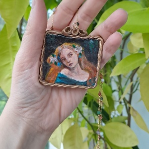 Colier cu pandantiv pictat manual - bijuterii - coliere - pandative - Artynos.ro