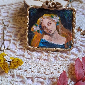 Colier cu pandantiv pictat manual - bijuterii - coliere - pandative - Artynos.ro