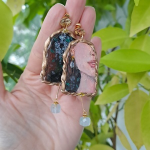 Cercei pictați manual - bijuterii - cercei - cercei lungi - Artynos.ro