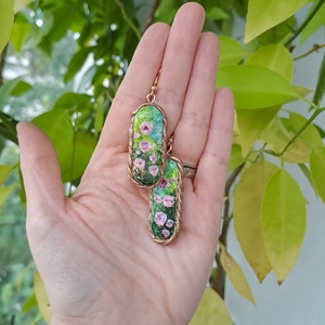 Cercei pictați manual - bijuterii - cercei - cercei lungi - Artynos.ro