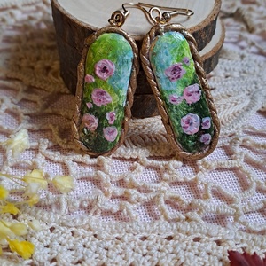 Cercei pictati manual, Bijuterii, Cercei lungi, Cercei, Pictura, ARTYNOS