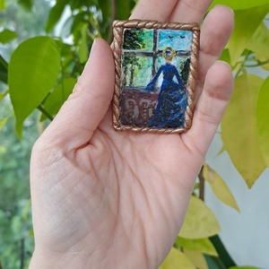 Broșă pictată manual  - bijuterii - broșe - Artynos.ro