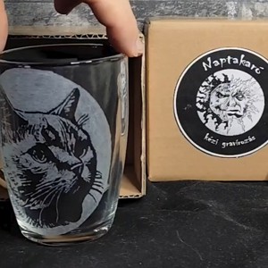 Cana de sticla cu model de pisicuta , , , ARTYNOS