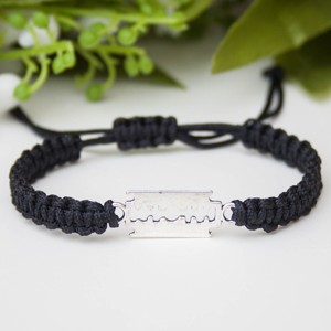 Bratara macramé impletita - Razor black - Artynos.ro