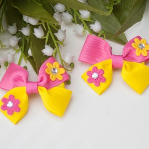 Clema de par cu funda - Roz/galben, Imbracaminte si moda, Accesorii par, Clema de par si ac de par, , ARTYNOS