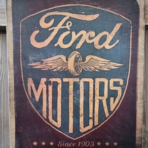 Ford Motors placat din lemn, Casa & Stil de viata, Accesorii pentru decorat casa, Picturi murale, Arta de perete din lemn, , ARTYNOS