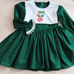 Rochie Fetita Verde Brodata, Imbracaminte si moda, Haine bebelusi si copii, Rochii fetite, Cusatura, Broderie, ARTYNOS