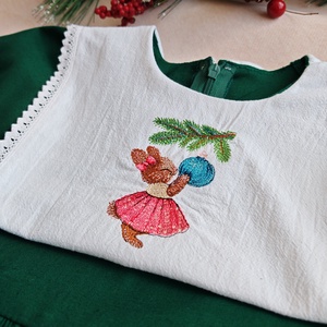 Rochie Fetita Verde Brodata - îmbrăcăminte și modă - haine bebeluși și copii - rochii fetițe - Artynos.ro