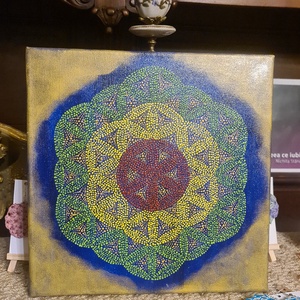 Tablou pictat pe canvas cu model Florea Vietii, Casa & Stil de viata, Decoratiuni de casa, Picturi murale, Tablou din mai multe piese, Pictura, ARTYNOS