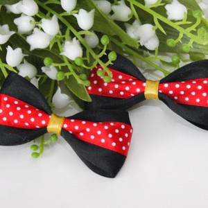Clip de par cu arc - negru/rosu cu buline Minnie Mouse, , , ARTYNOS