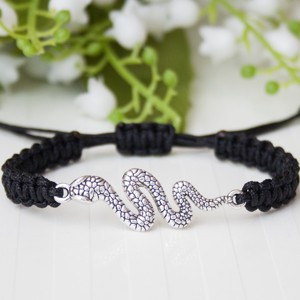 Bratara macramé impletita - Snakeo black, , , ARTYNOS