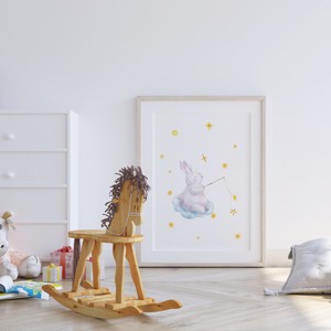 Decalcoman de perete pentru camera copilului, poster cu iepuraș de noapte bună, set unic personalizat de imagini cu animale, 3 bucăți -  - Artynos.ro