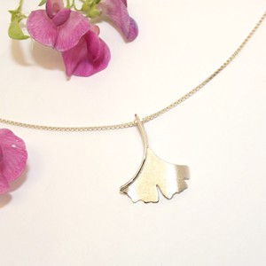 Ginkgo biloba, colier de argint mat pentru femei, 50 cm (EGK.05), , , ARTYNOS