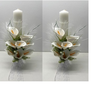 Set 2 lumanari de nunta cu cale albe de sapun, cod SL30, Accesorii nuntă, Materiale decor pentru nuntă, Lumânări de nuntă și suport lumânări, Aranjament de flori, ARTYNOS