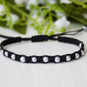Bratara macramé impletita - Margele negru, , , ARTYNOS