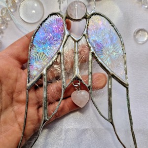 Inger de cristal cu aripa goala si sticla cu flori de gheata - Artynos.ro