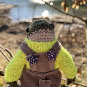 Broască premium lucrată manual în rochie de catifea - Vine cu ambalaj decorativ. Jucărie cu design unic -  - Artynos.ro