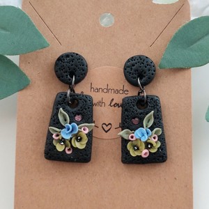 Cercei Black/Blue flower elegance - bijuterii - cercei - cercei agățați - Artynos.ro