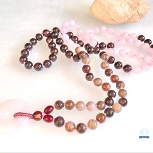 Garnet, cuart roz, colier mineral de jad, bijuterii minerale, , , ARTYNOS