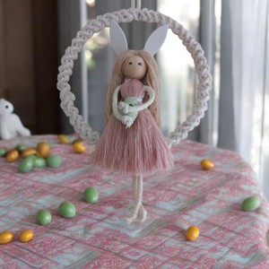 Iepuraș de Paște din macramé cu ouă - casă & stil de viață - decorațiuni de casă - decorațiuni de pereți - decor de pereți, macrame - Artynos.ro