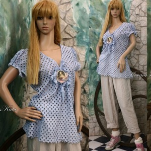 LADY BLUE - artsy vintage blúz - îmbrăcăminte și modă - haine damă - bluze damă - Artynos.ro