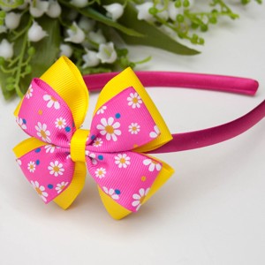 Banda de par Masnis � Galben/roz cu flori, Imbracaminte si moda, Accesorii par, Banda de par si agrafe par, , ARTYNOS