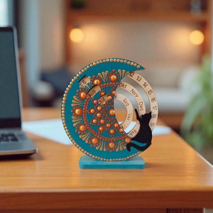 Calendar perpetuu Mini Kitty - turcoaz-roșu-auriu - casă & stil de viață - accesorii pentru decorat casa - decorațiuni de masă și decorațiuni pentru rafturi  - decorațiuni de masă - Artynos.ro