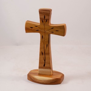 Cruce de lemn pe piedestal cu model, cruce de masa, , , ARTYNOS